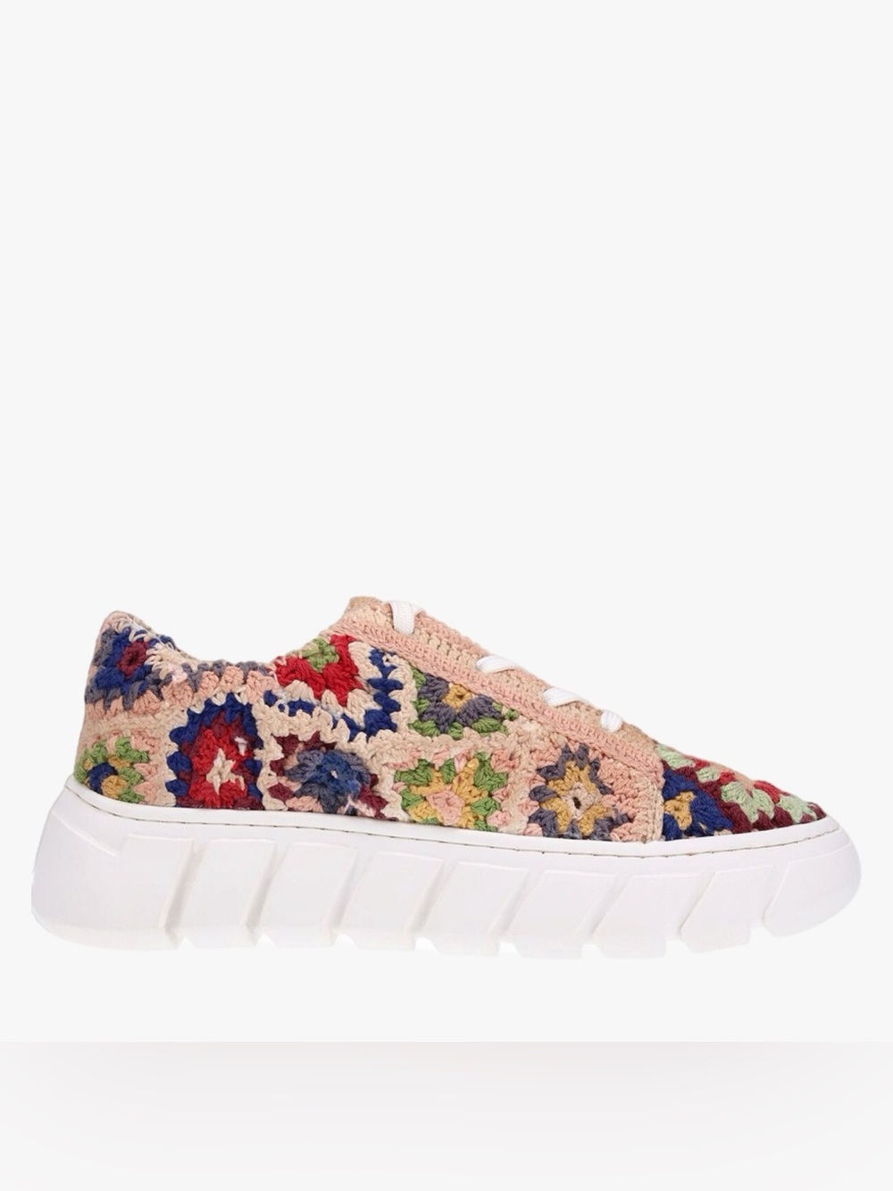 Free People Catch Me If You Can Multicolor Crochet Patchwork Platform Sneakers - Picture 3 of 14